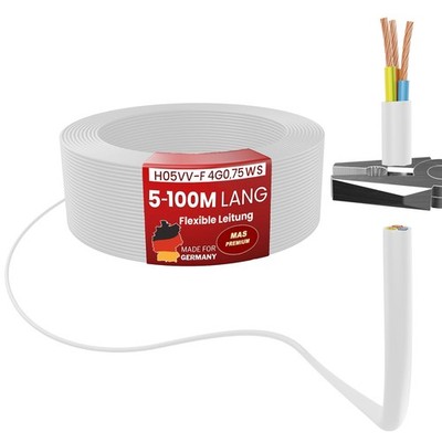 5 - 100m Kunststoffschlauchleitung H05VV-F 4G0,75 Flexible Leitung Gerätekabel