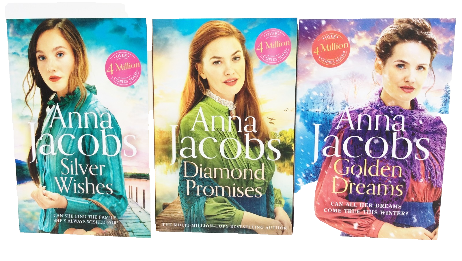 Anna Jacobs Jubilee Lake Series, 3 Books ,Silver Wishes, Golden Dreams Diamond