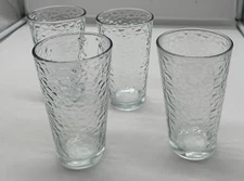 Vintage Libbey Frost Cooler Glasses 12 Oz Crackled Texture Clear Glass Set of 4