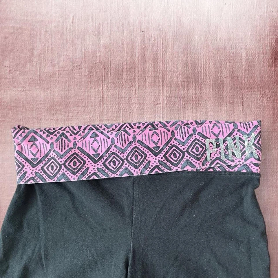 Victoria's Secret PINK Foldover Flare Yoga Pants Sequin Low Rise Y2K Size L - Image 2 of 4