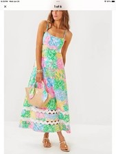 Lilly Pulitzer Hailey Midi Dress Multi Bright Delight Patch Size 10 New