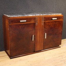 Buffet français Art Deco meuble enfilade en bois dessus en marbre 20ème siècle