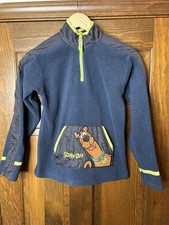 SCOOBY-DOO Vintage 1999 Kids Embroidered Blue Fleece Quarter Zip- Size Medium