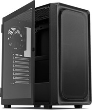 DARKROCK EC2 Black ATX Mid Tower PC Case, Type-C Ready Tempered Glass Side Panel