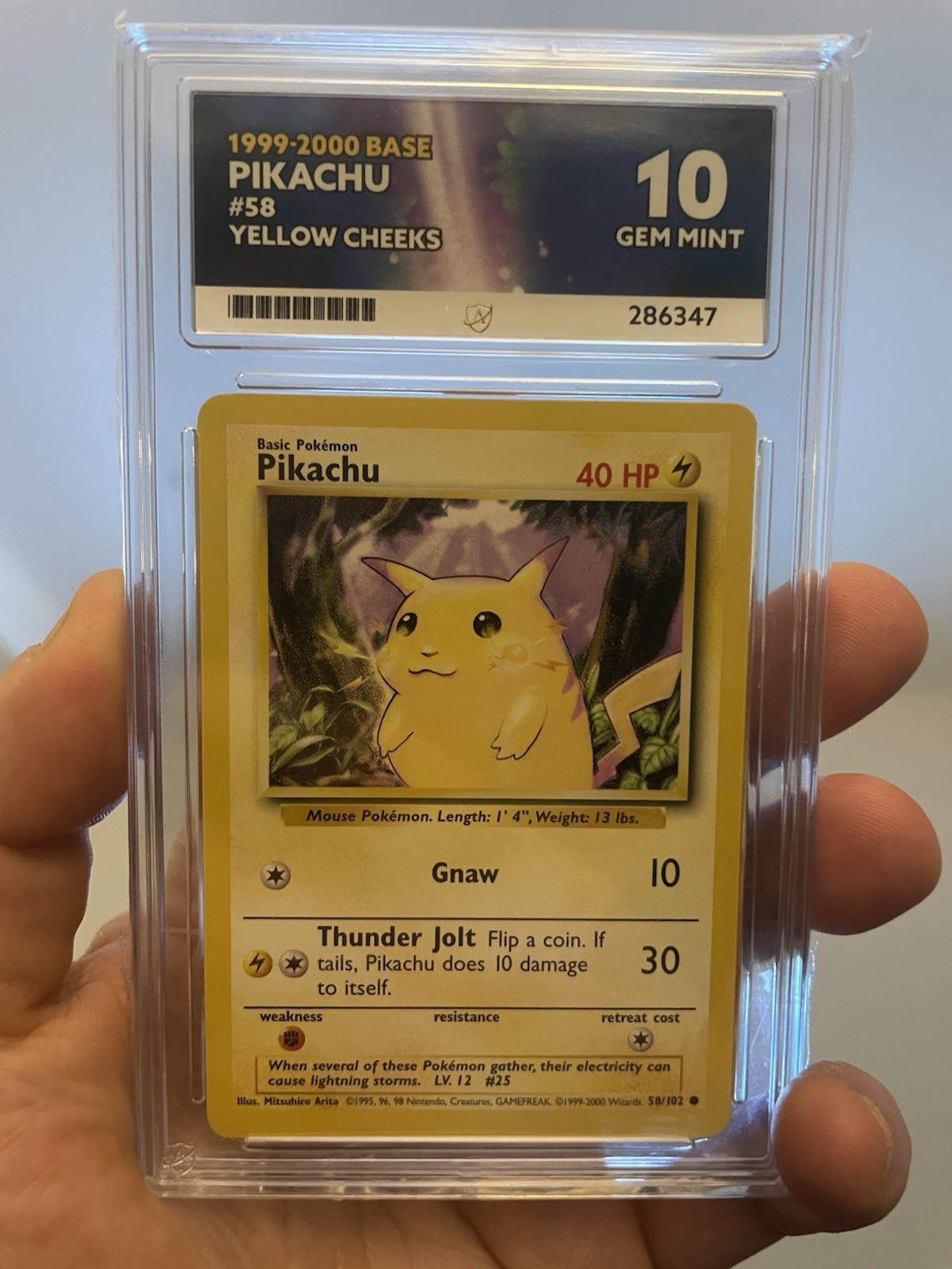 Base Set 1999-2000 4th Print PIKACHU #58 Ace 10 GEM MINT Pokemon