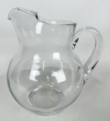 Vintage Kool Aid Style Tea Lemonade Clear Glass Handheld Pitcher with Ice Lip 8''