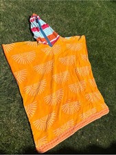 Adult or kids Hooded Beach surf changing towel Poncho - Bright Orange Sun Print