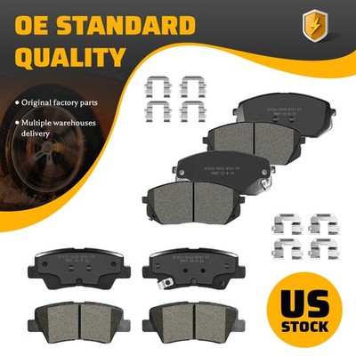 Front & Rear Ceramic Brake Pads w/Hardware for Kia Forte 2020-2024 FWD 1.6L 2.0L