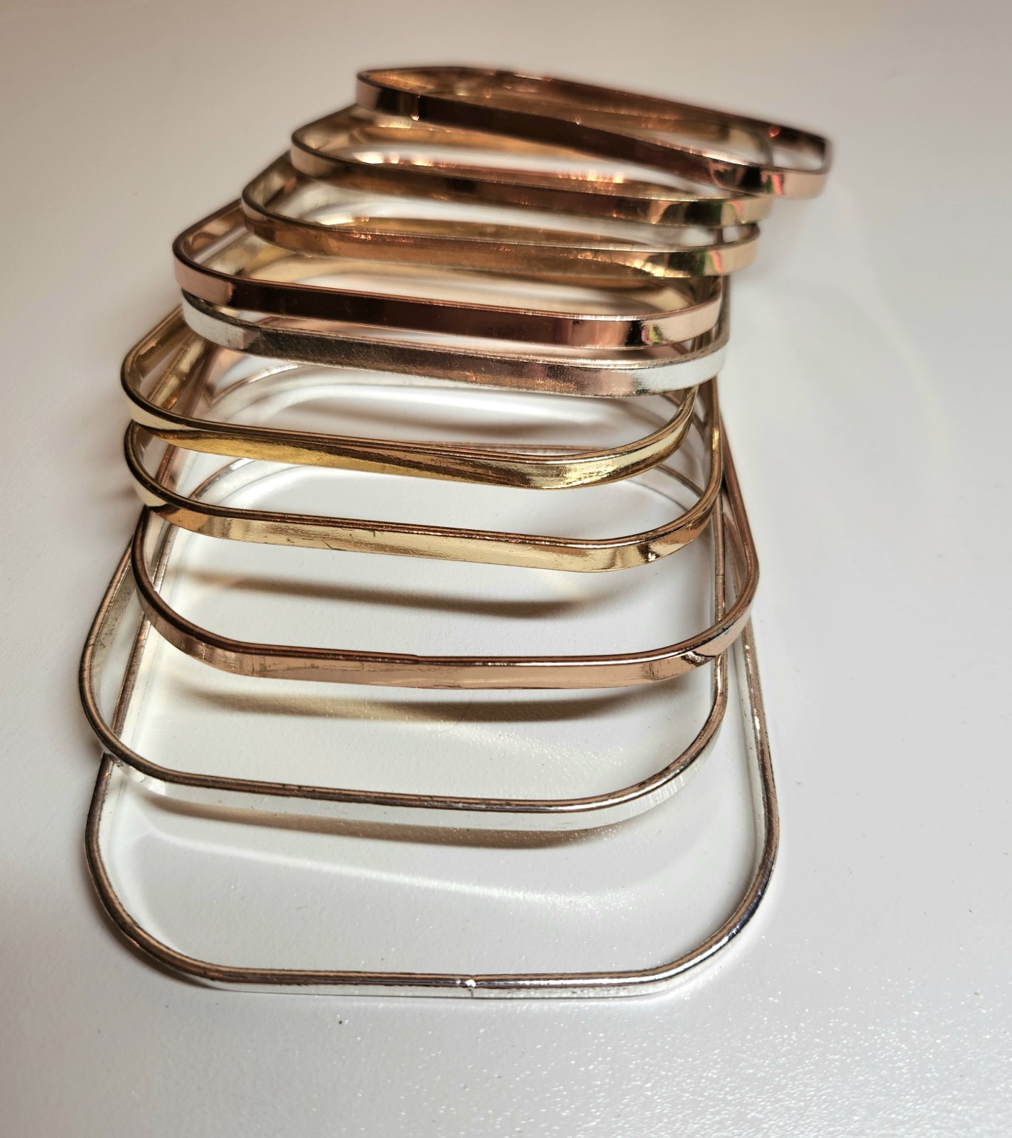 Tricolor Square Thin Bangle Bracelets Set Of 10 - image 2