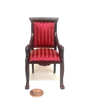 BESPAQ CASA DELLE BAMBOLE MINIATURA SEDIA CIGNO REALE CON FINITURA MOGANO 6380 MH