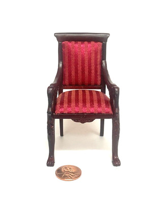 BESPAQ DOLLHOUSE MINIATURE ROYAL SWAN CHAIR  WITH MAHOGANY FINISH 6380 MH
