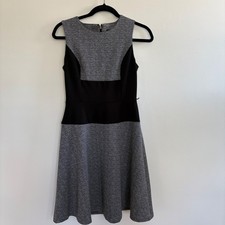 Tommy Hilfiger Womens Herringbone Fit Flare Dress Black Grey Size 2 A8FK1EE
