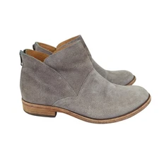 Kork-Ease Ryder Women's Gray Suede Leather Ankle Boots Booties Back Zip 7M Taupe