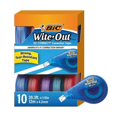 BIC  Wite-Out  Brand EZ Correct  Correction Tape, White, 10 Pack