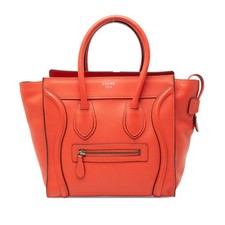 Celine Micro Leather Luggage Tote  Pre-Loved  Orange  Authenticated