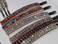 Your choice Multi colors Rhinestone Hair Clips 3 1/4" long, tight hold 2 for 5