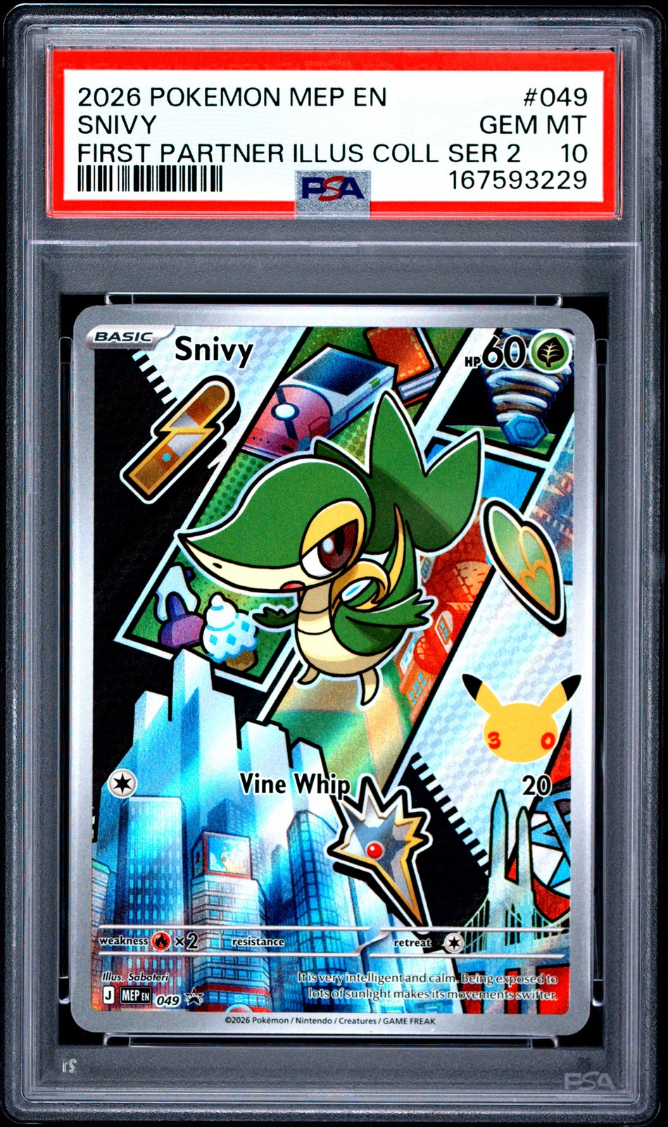 2026 POKEMON MEP EN-ME BLACK STAR PROMO #049 SNIVY PSA 10