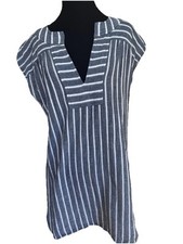 Madewell Cotton Tunic Mini Dress Striped Navy Sleeveless Size S Nautical Coastal