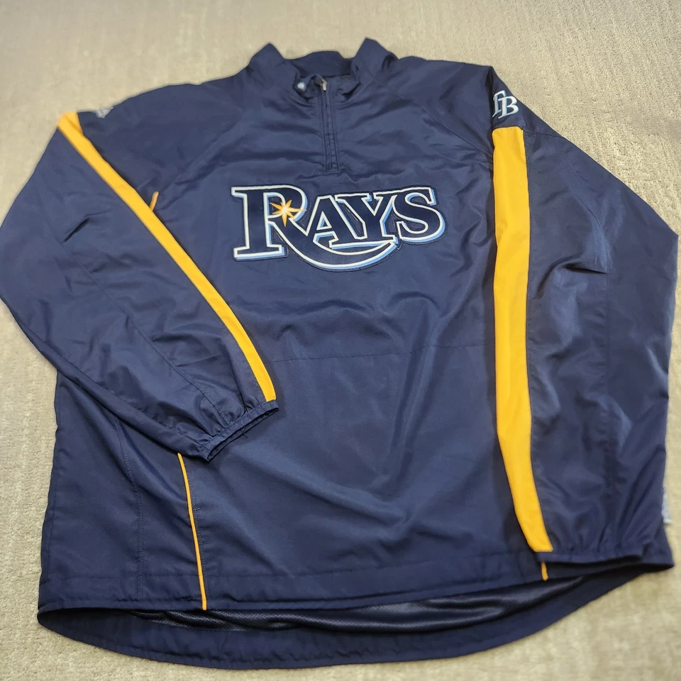 Tampa Bay Rays Coachs Jacket Men XL Majestic Cool Base Pullover Sideline MLB - Image 2 of 4