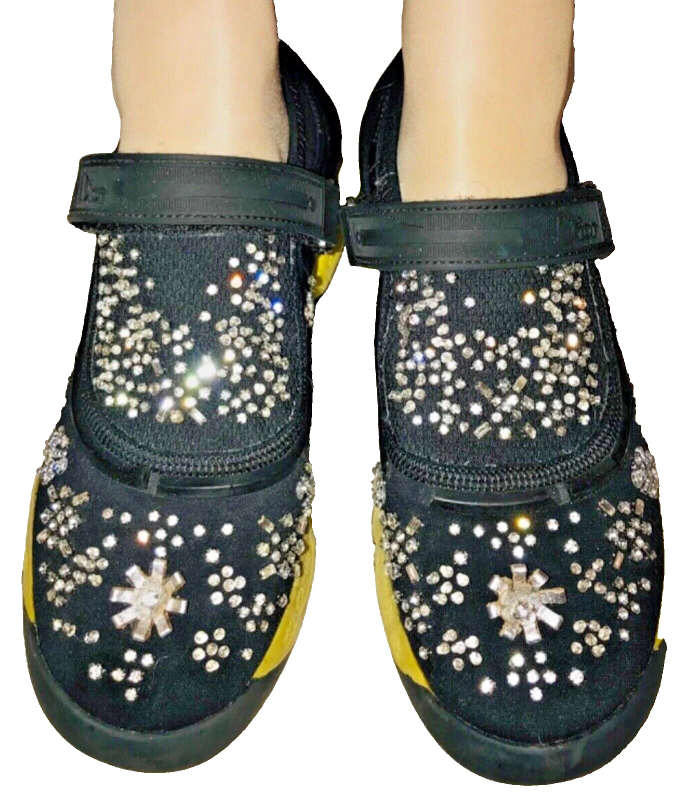 Baskets fusion CHRISTIAN DIOR en maille et tissu noir cristal embelli taille 38