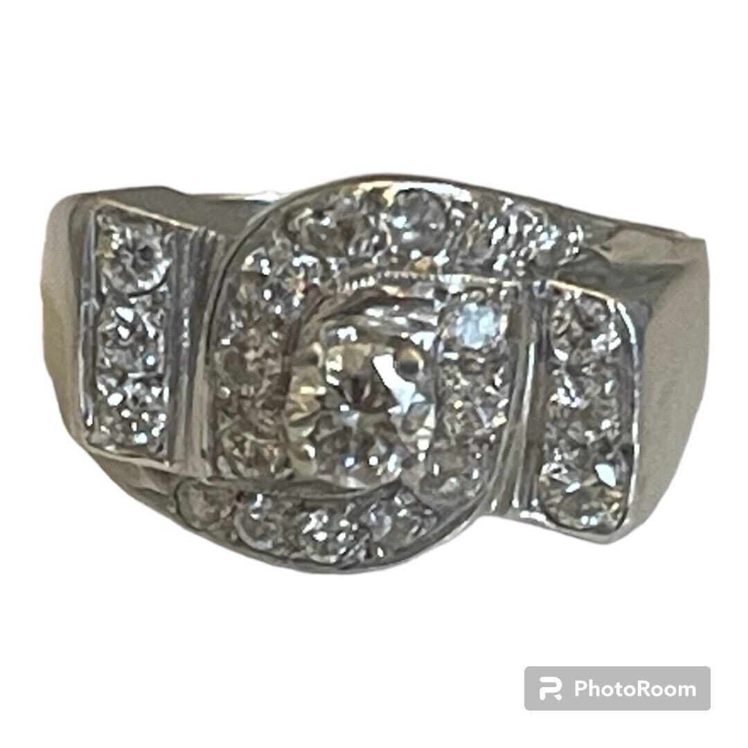 (GIA REPORT) 14k Diamond Retro Ring.Unique Vintag… - image 1