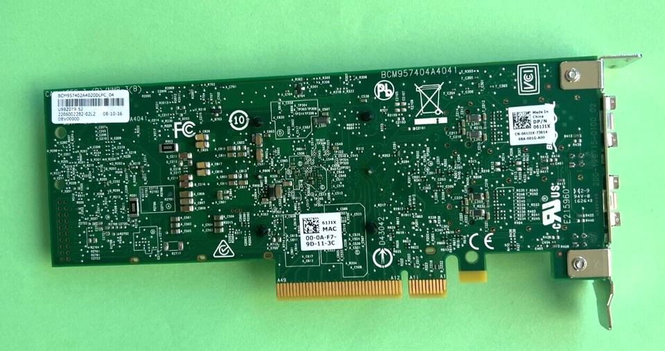 61J1X Dell Broadcom 57402A Dual-Port 10GB SFP Netzwerkkarte BCM957404A4041 Low - Bild 2 von 3