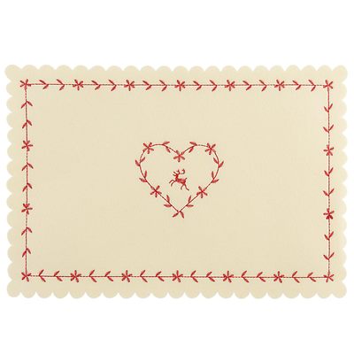 Clayre & Eef  Tischsets 2 Stück Beige/Natur Herz mit Elch Landhaus 45x30