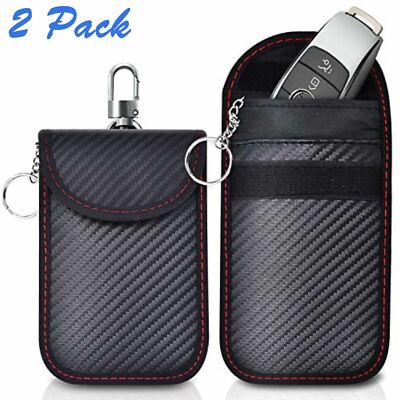 2 Car Key Signal Blocker Case Faraday Cage Pouch Keyless RFID Blocking Bag Black