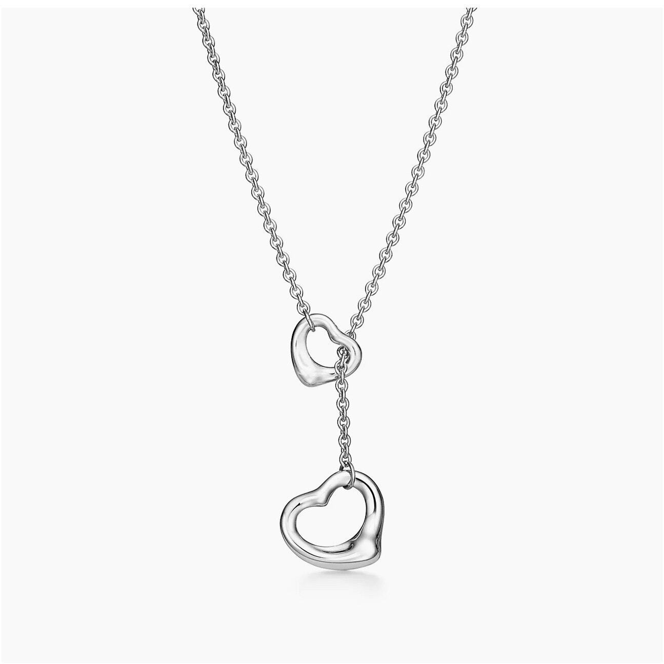 Tiffany & Co. Elsa Peretti Open Heart Lariat Sterling Silver Necklace