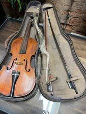 Vintage Antique Aubaert Old Bull 1510 violin with worn case 24" long