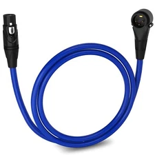 LyxPro 3 Feet Right Angle XLR Microphone Cable, Male to Female Cable - Blue