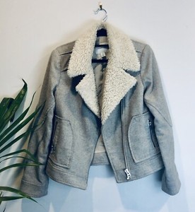 grey biker jacket with fur