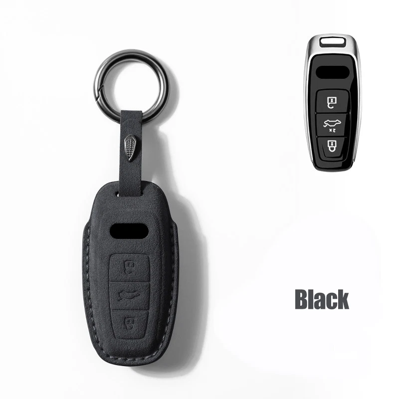 Funda de cuero gamuza para llavero de coche para Audi A3 A4 A6 A4L A6L A7 A8 Q3 Quattro Foto 3 de 4