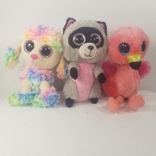 Lot of 3x TY Beanie Boos 6" Rocco, Gilda, Rainbow Stuffed Animal Plush