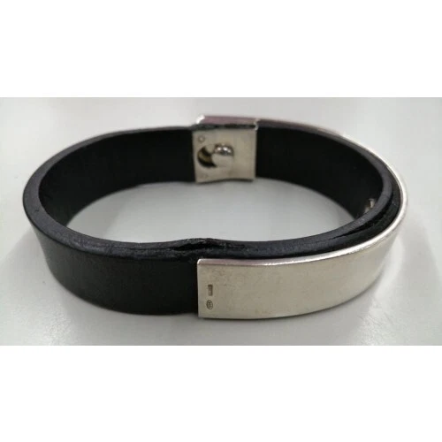 GUCCI Brazalete Cuero Negro X Plata Japón Foto 2 de 4