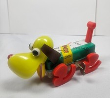 Vintage Wind-Up Cartoon Dog Plastic and Tin Toy