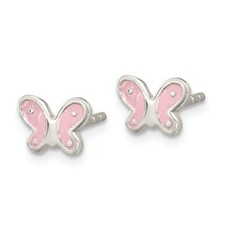 Dainty Pink Enamel Butterfly Style Wedding  Engagement Party Earrings For Woman
