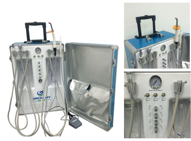 圖片 01 - Greeloy GU-P206S Dental Portable Unit Air Compressor+Curing Light+Scaler 2/4H CE