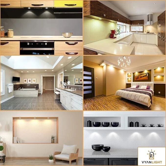 VYANLIGHT LED Puck Lights 16 Colors w/ Remote - Rechargeable Under Cabinet - Image 2 of 4