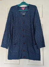 Women Long Cardigan Button Front Long Sleeve Pockets SZ: M. NWT