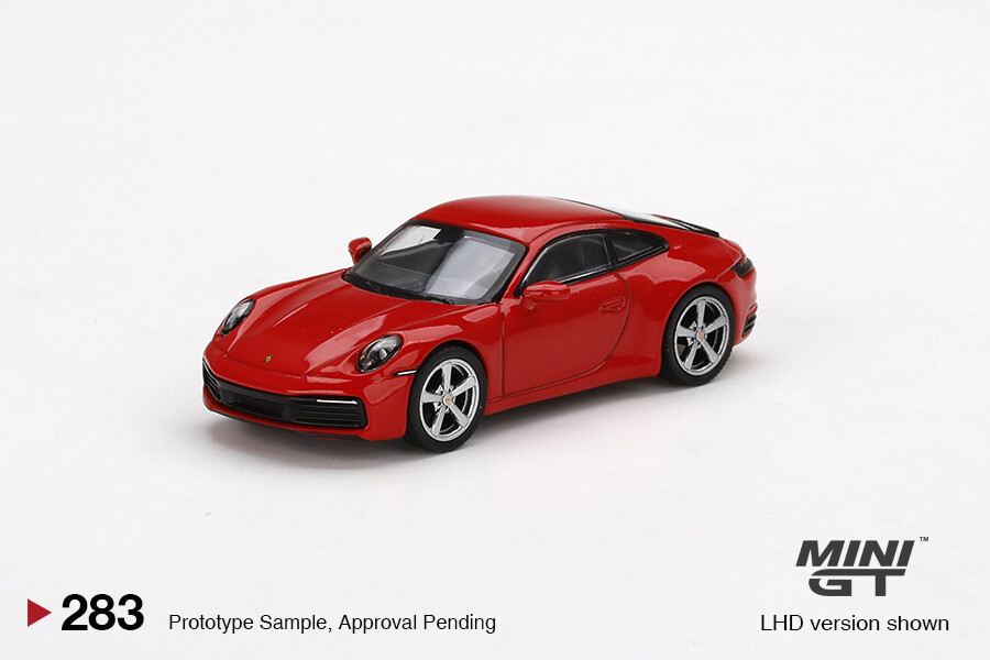 MINI GT 1:64 Porsche 911 (992) Carrera 4S Racing red Model Car in box#283