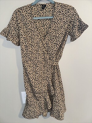Vera Moda Cheetah Wrap Dress Size Small
