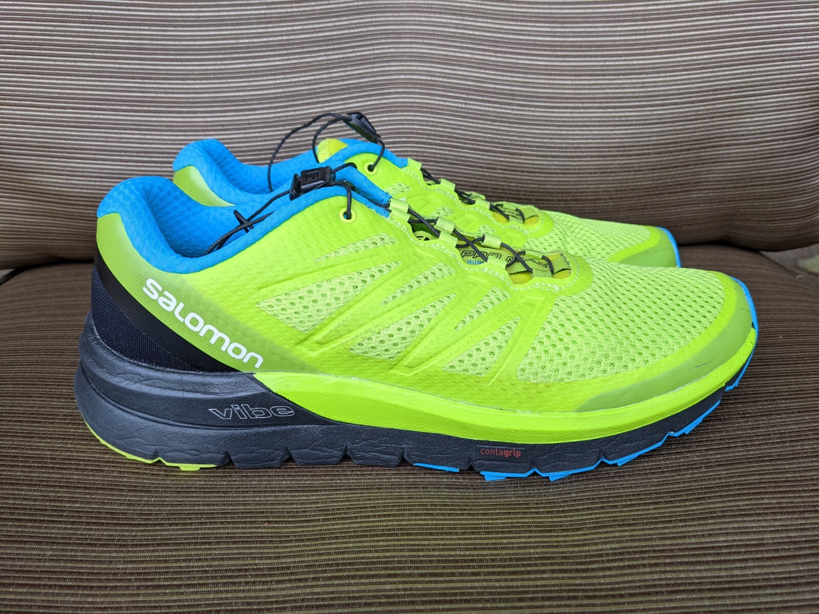 Scarpe da trail running Salomon Vibe Sense Pro Max taglia 10 5 verde neon ortolite
