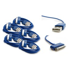 5X 10FT 30-PIN USB SYNC POWER CHARGER BLUE CABLE CONNECTOR IPHONE 4S IPOD IPAD