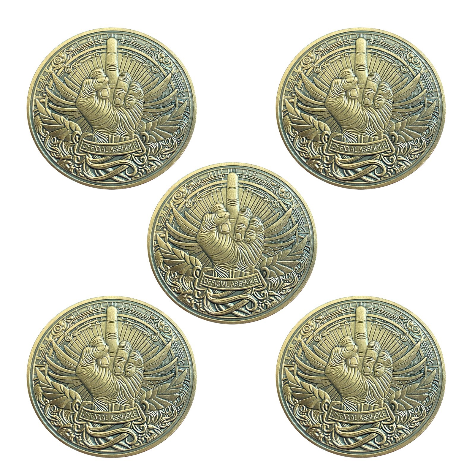 5Pcs Cool Challenge Coin Official Bad Man Middle Finger Design Gifts For Men