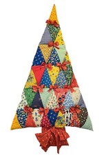 Vintage Quilted Christmas Tree Wall Hanging Handmade Decor 33 x20" Boho Country