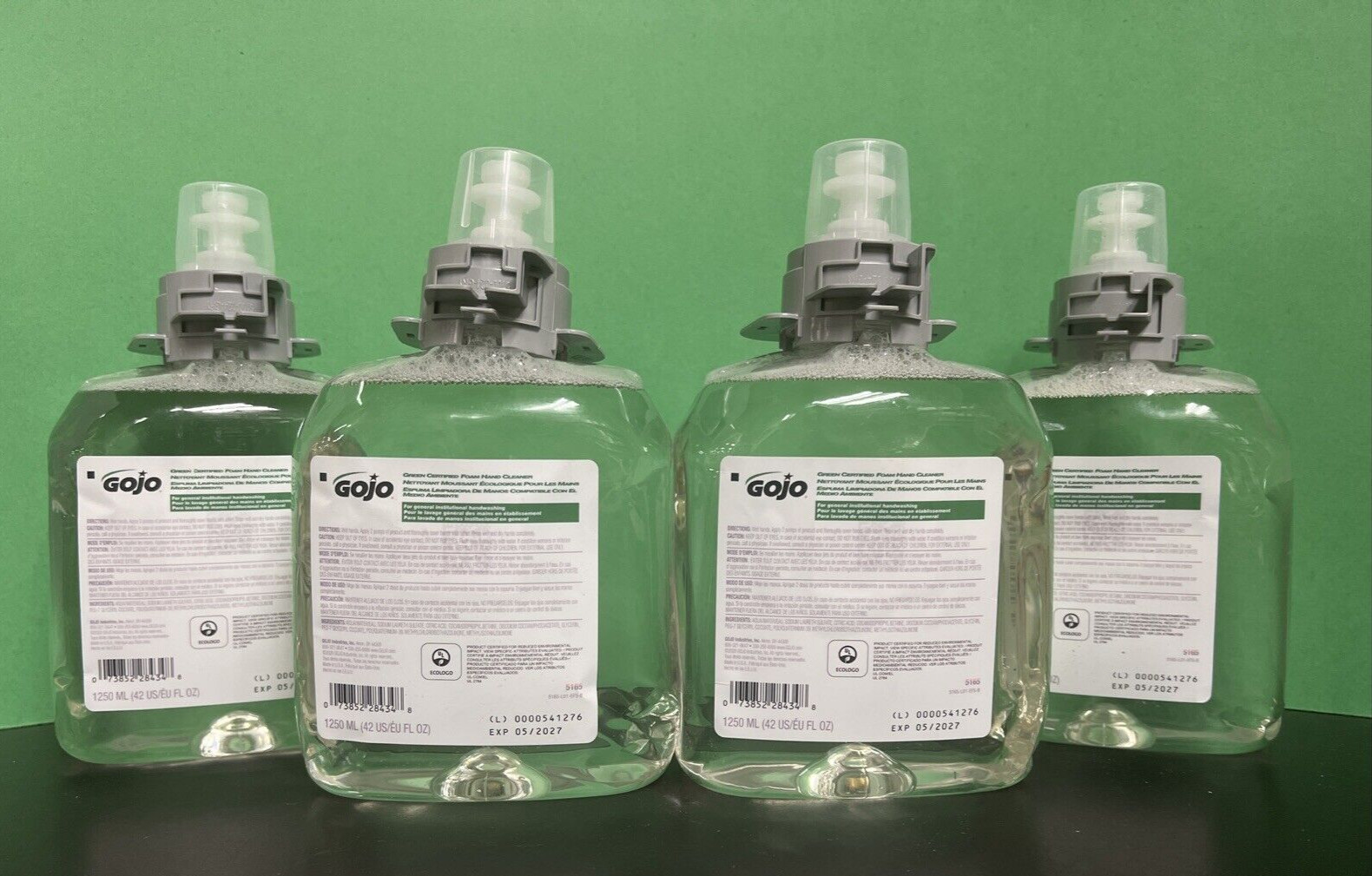 4x GOJO 5165 Green Certified Foam Hand Cleaner 1250ml FMX-12 Dispenser Refills