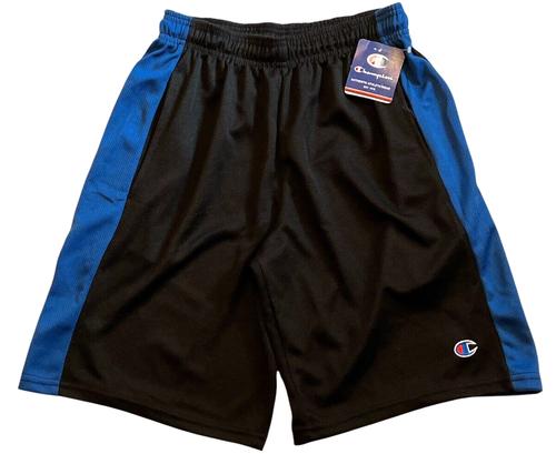 Champion Shorts Mens 2XL Black Blue Side Pull On Inside Drawcord Athletic Gym