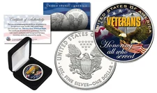 VETERANS United States 1 oz .999 SILVER AMERICAN US SILVER EAGLE with BOX & COA