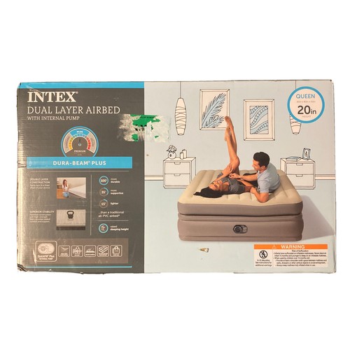 Intex Raised Comfort Pillowtop 20" Queen Air Mattress with 120V